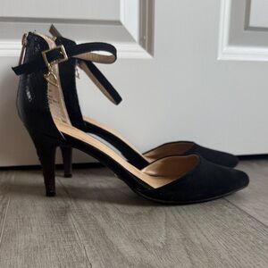 Thalia Sodi Women’s Black Suede Ankle Strap Heels Sz 8.5